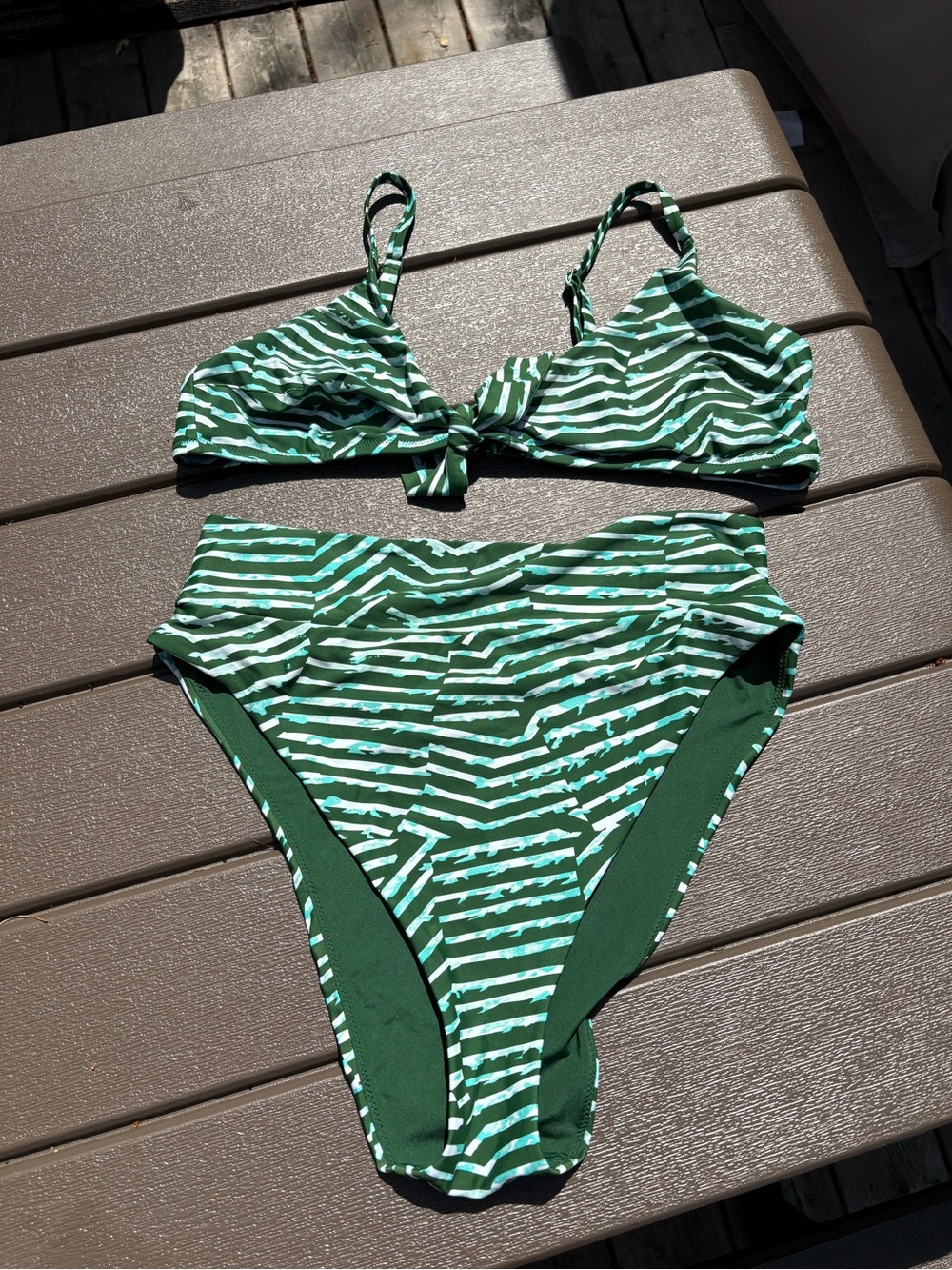 Aerie green Striped Two-Piece Bikini Set